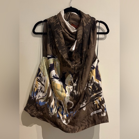 NWT Altuzarra Sleary Draped Silk Blouse in Chamois Silk Twill Print Size 44 / 12 - Picture 7 of 14